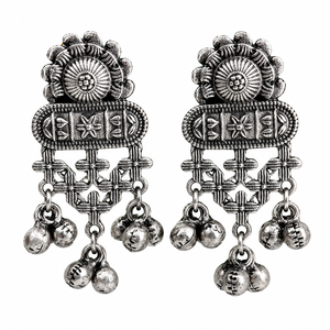 Trade Assurance <b>Oxidized</b> Silver Earrings for Women Handcrafted Banjara Vibe Ethnic Chandelier Earrings Wedding Direct Factory - Product Image 1