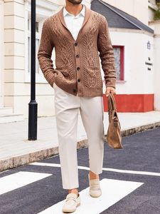 Pull en tricot d'hiver pour homme, logo personnalisé, tissu doux et chaud, manches longues, décontracté, élégant, confortable - Product Image 4