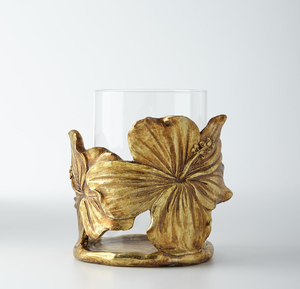 Vase en verre ambré moucheté avec une branche florale en émail bleu vif. disponibles à prix de gros. - Product Image 3