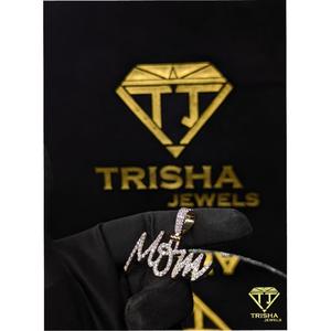 Pendentif personnalisé « MAMAN » en argent sterling 925, diamant moissanite véritable, style hip-hop glacé, bijoux de luxe par Trisha Jewels - Product Image 3