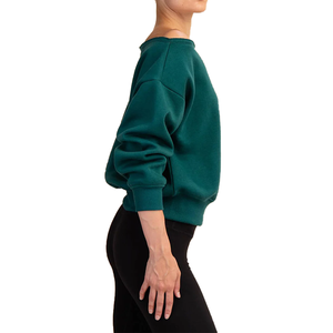 Sweat-shirt en laine écologique vert forêt pour femme, coupe oversize, col rond, ultra doux, style streetwear, personnalisable avec logo - Product Image 3