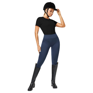 Culottes d'équitation taille haute pour femmes avec grip en silicone intégral et poches – Vente en gros OEM - Product Image 2