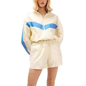 Ensemble de jogging de sport personnalisé 2025 pour femmes Survêtement zippé Coupe-vent en nylon coupe-vent Stand Zipper Color Block Style décontracté - Product Image 5