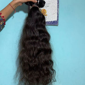 Extensions de cheveux naturels bruts d'Inde du Sud, provenant d'un seul donneur, ondulation légère, cuticules alignées, 24 pouces, double trame machine. - Product Image 1