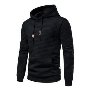 Men's Black Waffle Knit Hoodie Slim Fit Casual Long Sleeve Breathable Hooded <b>Sweatshirt</b> Autumn Wear hoodie - Product Image 1