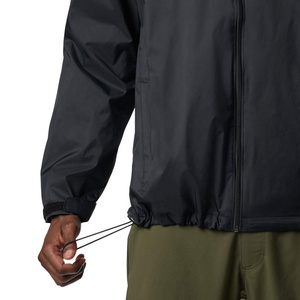 Veste à capuche zippée coupe-vent pour homme, couleur unie, décontractée, col rabattable, en toile, coupe régulière, longue, pour l'automne - Product Image 5