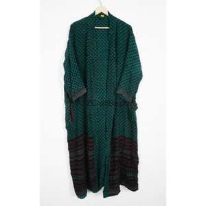 Bata de Dormir Tipo Kimono de Seda Suave y Transpirable para Mujer, Cuello en V, Cierre con Cordón, Manga Larga, Diseño de Parches, Uso en Primavera/Verano, Secado Rápido - Product Image 3