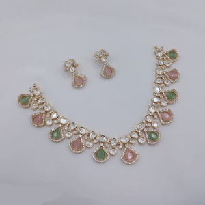 JeweleMarket Women's Gold Plated Crystal Rhinestone Ethnic <b>Beads</b> Wedding Engagement Anniversary Gift Necklace Earring <b>Set</b> - Product Image 4