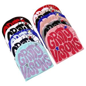 Gorros de Punto Sublimados Personalizados al por Mayor, Unisex, 100% Algodón, con Puño, Parche con Logotipo Personalizado, Diseño de Letras, Lazos de Puntos - Product Image 1