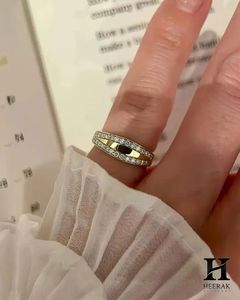 Luxury Split Row Wave Lab Grown Diamond Band 14K Yellow <b>Gold</b> Wide Curved Pave Statement <b>Cocktail</b> <b>Ring</b> - Product Image 6