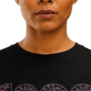 T-shirt noir à manches courtes et col rond pour femme, décontracté, streetwear, style de vie, sport, usage quotidien, vêtements confortables - Product Image 2