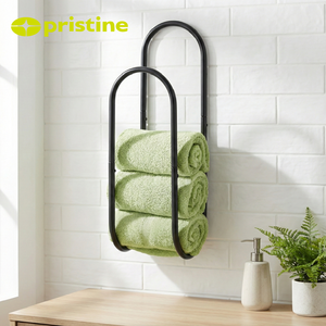 Moderno Toallero de Pared DIY de Hierro con Estante de Almacenamiento en Arco, Estilo Madera MDF, Mueble para el Hogar Modelo BR256 para Baño y Sala de Estar - Product Image 1