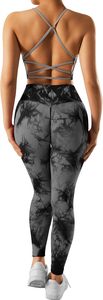 Ensemble de shorts de yoga sans couture pour femmes, 2 pièces, avec soutien-gorge, tenue de sport respirante imprimée en sérigraphie - Product Image 3