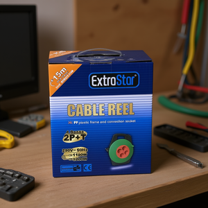 Tourniquet de 15 mètres avec poignée, 4 prises, enroulable, 4 bases, gestion des câbles et accessoires ASA 15M - Product Image 3