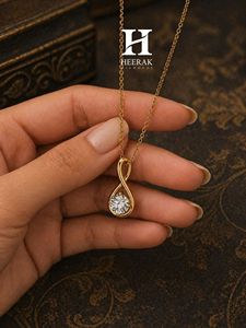 Elegante Collar con Colgante Solitario Infinito, Chapado en Oro de 14k, con Diamante de Corte Redondo para Mujer, Joyería de Regalo Significativa - Product Image 2
