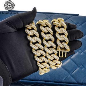 Charm Jewells Men's 14K Gold Plated Moissanite IGI Certified Ball Shape <b>Statement</b> <b>Necklace</b> Brilliant Cut Link Chain Luxury Hip - Product Image 2