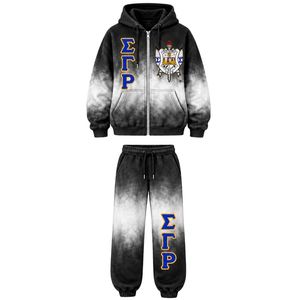 Conjunto Deportivo Casual para Mujer, Marca Sigma Gamma Rho, Tie Dye, Color Negro y Blanco, Sudadera con Letras Griegas Personalizadas, Pantalones Deportivos - Product Image 1
