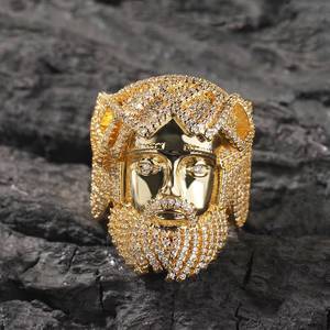 Hip Hop Jesus Face <b>Ring</b> 925 Silver Micro Insert Unisex <b>Dome</b> <b>Ring</b> for Daily Party Gift - Product Image 2