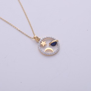 Pendentif Cercle Galaxie Halo en Argent Sterling 925 Massif avec Diamant de Laboratoire Certifié IGI, Motif Étoile Céleste, Lune et Planète - Product Image 5