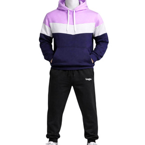 Sweat-shirt à capuche pour homme, pull en polaire color block à manches longues, avec poches latérales, survêtement décontracté respirant à taille élastique - Product Image 1