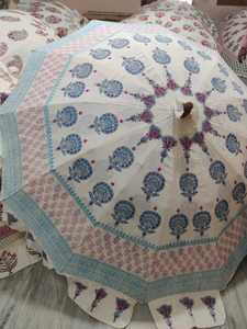 Sombrilla de Jardín Boho Chic, Sombrilla de Patio con Estampado a Mano en Algodón, para Decoración de Exteriores, Elegante Sombrilla de Jardín para Exteriores, Personalizable - Product Image 3
