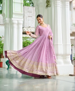 ชุดเดรส Anarkali สำหรับงานแต่งงานแบบอินเดียและปากีสถาน ดีไซน์ใหม่ ทำจากผ้า Faux Georgette พร้อมงานปัก - Product Image 1