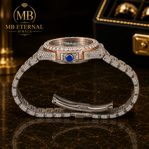 MB ETERNAL นาฬิกาเพชรสำหรับผู้ชาย 41 มม. ตัวเรือนโลหะผสม สายสแตนเลสสตีล ระบบอนาล็อก ควอตซ์ นาฬิกาหรูหรา คริสตัลแซฟไฟร์ ตัวเลขโรมัน - Product Image 1