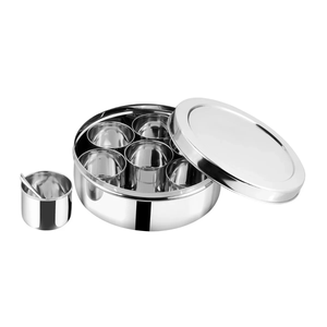 Mirror Polished Lid Spice <b>Box</b> For Kitchen Organizer With 6 Compartments And Spoon Mirror Polished Lid Spice <b>Box</b> - Product Image 4