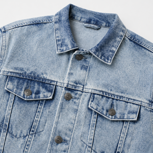 Custom Men <b>Light</b> Blue Washed Denim <b>Jacket</b> Vintage Trucker Jean <b>Jacket</b> Casual Streetwear OEM ODM Manufacturer - Product Image 6