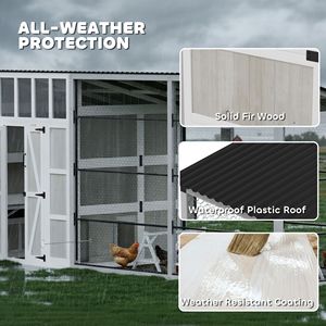 Gallinero Grande Tipo H y A para 10-15 Gallinas, Caseta Exterior con Área de Recreo, Nido, Techo Impermeable y Perchas - Product Image 5