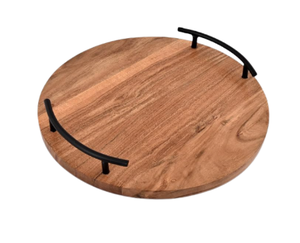 Bandeja Redonda de Madera con Asas Metálicas Grabada con el 4 de Julio para Fiestas del Día de la Independencia, Barbacoas, Entretenimiento en el Hogar, desde Vietnam - Product Image 2