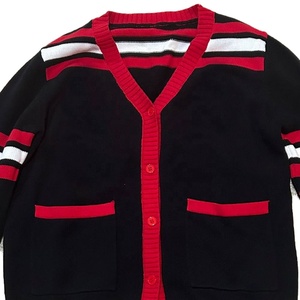 Cárdigan Personalizado para Mujer, Negro y Rojo, Tejido, Cuello en V, Manga Larga, Color Rosa y Verde Sólido, Estilo Sorority - Product Image 5