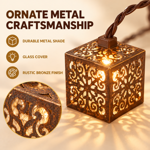 Metal IP65 Waterproof AC Powered Outdoor String <b>Light</b> Rustic Design Energy Saving Garden <b>Patio</b> Decor 6ft Warm Ambiance - Product Image 3
