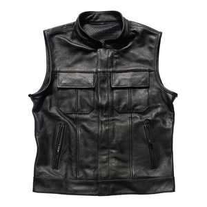 Custom Logo <b>Black</b> Genuine Leather Woolen <b>Vest</b> for <b>Men</b> Custom Logo <b>Black</b> Genuine Leather Woolen <b>Vest</b> for <b>Men</b> - Product Image 1