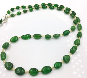 Cuentas ovaladas de tsavorita, 1 hebra, 68,70 quilates, tamaño de 5x5 a 5x11 mm, 43 piezas de piedras preciosas para la fabricación de joyería fina - Product Image 1