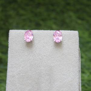 Pendientes de Zafiro Rosa Ovalados en Plata de Ley 925, Piedra de Nacimiento de Septiembre, Joyería Vintage Elegante, Regalo para Mujer, Fiesta - Product Image 2