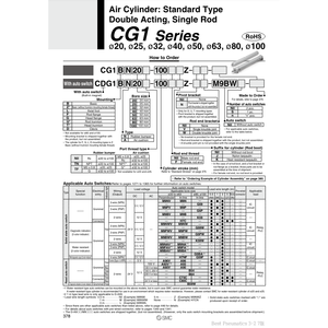 SMC Pneumatics Air Cylinder CDG1BN20-125Z <b>Pneumatic</b> <b>Parts</b> - Product Image 2