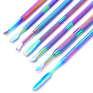 1 Pince à ongles droite, Repousse-cuticules, Bâtonnet de retrait de gel, Outils de manucure en acier inoxydable pour nail art - Product Image 1