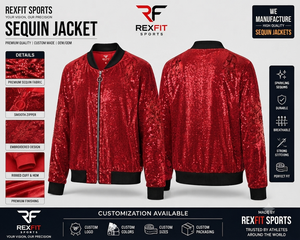 Custom Sequin Jacket Bomber Jacket Velvet Track <b>Top</b> Sparkling <b>Feather</b> Pattern Winter Outerwear OEM ODM - Product Image 3