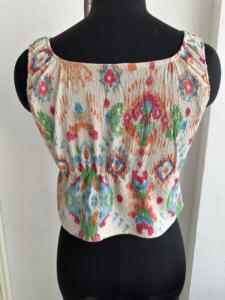 Top Corto sin Mangas con Estampado Boho para Mujer, Blusa de Verano con Lazos Delanteros, Estilo Casual de Playa, Diseño Multicolor - Product Image 5