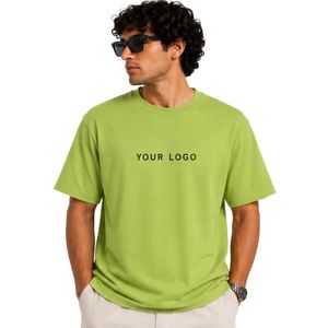 T-shirt vert oversize pour homme, impression de logo personnalisé, coton lourd, streetwear, col rond, manches courtes, coupe décontractée, tee-shirt d'été OEM - Product Image 1