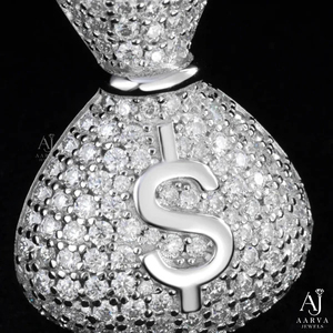 Colgante de Bolsa de Dinero en Color Oro y Plata con Moissanita Iced Out, Estilo Hip Hop, Engaste de Garra con Microincrustaciones, Joyería Unisex para Fiesta - Product Image 1