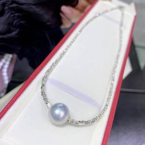 2025 Summer Collection Versatile Edison Collarbone Chain Necklace Single <b>Pearl</b> <b>Pendant</b> Internet Celebrity's Favorite Broken - Product Image 1