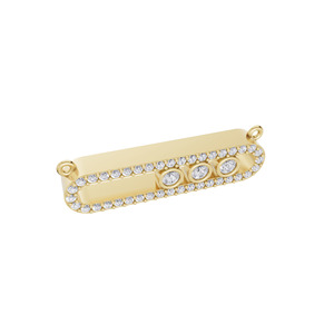 Pendentif Aarinya plaqué or 18 carats avec diamant de laboratoire, brillant, horizontal allongé, pavé, cage à 3 pierres, pour usage quotidien - Product Image 3