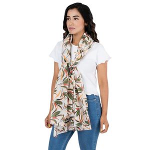Écharpe longue en viscose pour femme avec imprimé feuilles, légère, décontractée, accessoire d'été pour un usage quotidien - Product Image 2