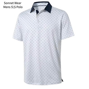 Camisetas polo casuales con estampado geométrico AOP para hombre - Product Image 5