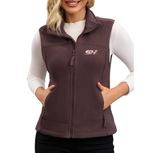 Chaleco polar de invierno para mujer con logotipo personalizado, nuevo, con cremallera, informal, talla grande, sin mangas, personalizado, a bajo precio. - Product Image 1