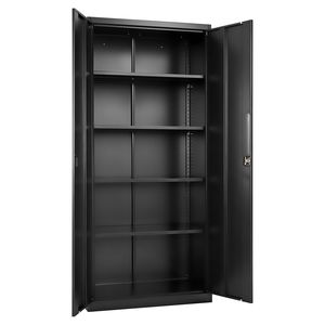 Armadio da Garage in Acciaio Chiudibile a Chiave 68.9 con 4 Ripiani Regolabili in Metallo, 2 Porte Magnetiche, 5 Livelli per Attrezzi con 2 Chiavi - Product Image 1