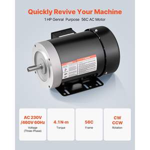 Motor Eléctrico TEFC de 1 HP para Compresores de Aire, 1725 RPM, Rotación CW/CCW, Diámetro del Eje de 5/8 Pulgadas, 4.1N.m de Torque, Motores de CA - Product Image 2