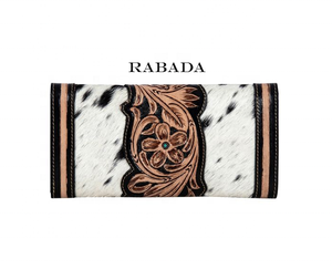 Western fait à la main en cuir de fourrure de vachette sculpture sur cuir femmes portefeuille élégant coque de téléphone vente chaude pochette en cuir - Product Image 2